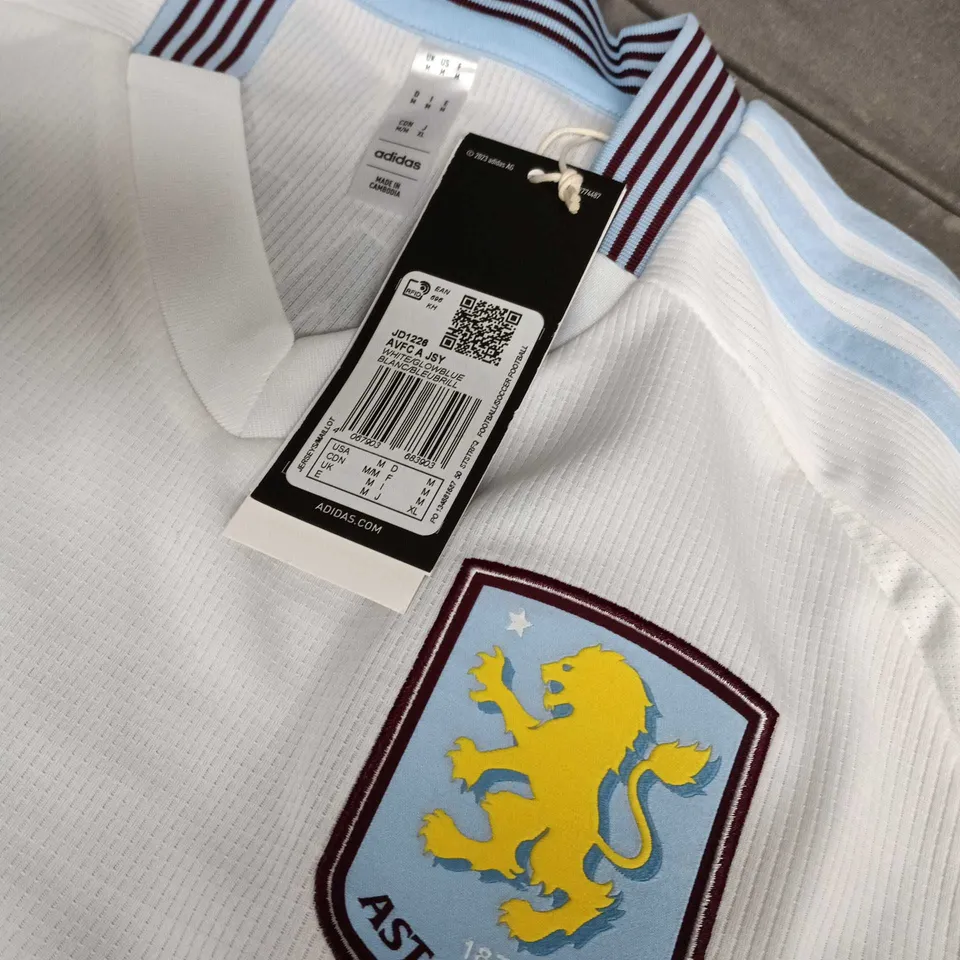 ASTON VILLA FC 2021/22 ADIDAS SHIRT – SUMMER 21, WHITE WITH LIGHT BLUE TRIM, BETANO SPONSOR, UK M