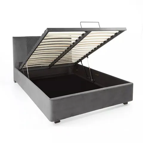 BOXED SERENITY DOUBLE SIZE END LIFT UP STORAGE OTTOMAN BED - GREY (4 BOXES)