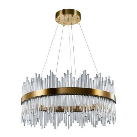 BOXED AAMANI 1 - MOSSODOR LUXURY MODERN GOLD CRYSTAL CHANDELIER (1 BOX)