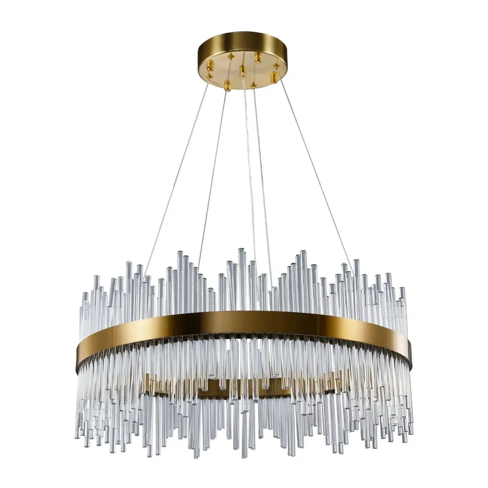 BOXED AAMANI 1 - MOSSODOR LUXURY MODERN GOLD CRYSTAL CHANDELIER (1 BOX)