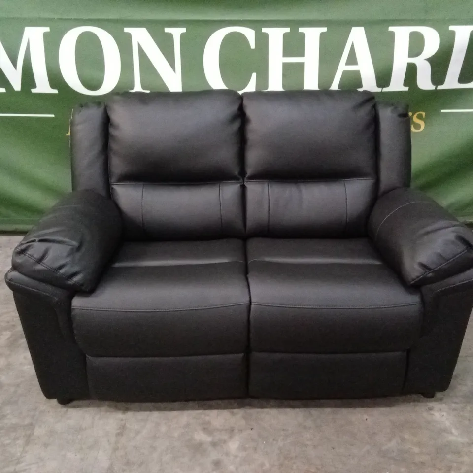 ALBION LUXURY FAUX LEATHER HIGH BACK 2 SEATER SOFA - BLACK RRP £519