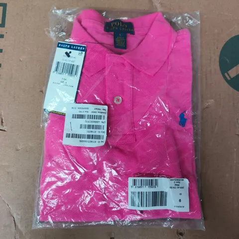 BAGGED POLO RALPH LAUREN TOP IN PINK SIZE 6