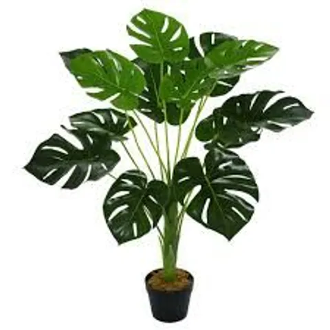 BOXED OUTSUNNY DECORATIVE ARTIFICIAL MONSTERA PLANTS IN POT FAKE PLANTS FOR HOME INDOOR OUTDOOR DECOR, 85CM