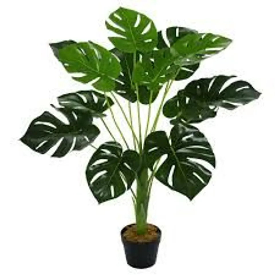 BOXED OUTSUNNY DECORATIVE ARTIFICIAL MONSTERA PLANTS IN POT FAKE PLANTS FOR HOME INDOOR OUTDOOR DECOR, 85CM