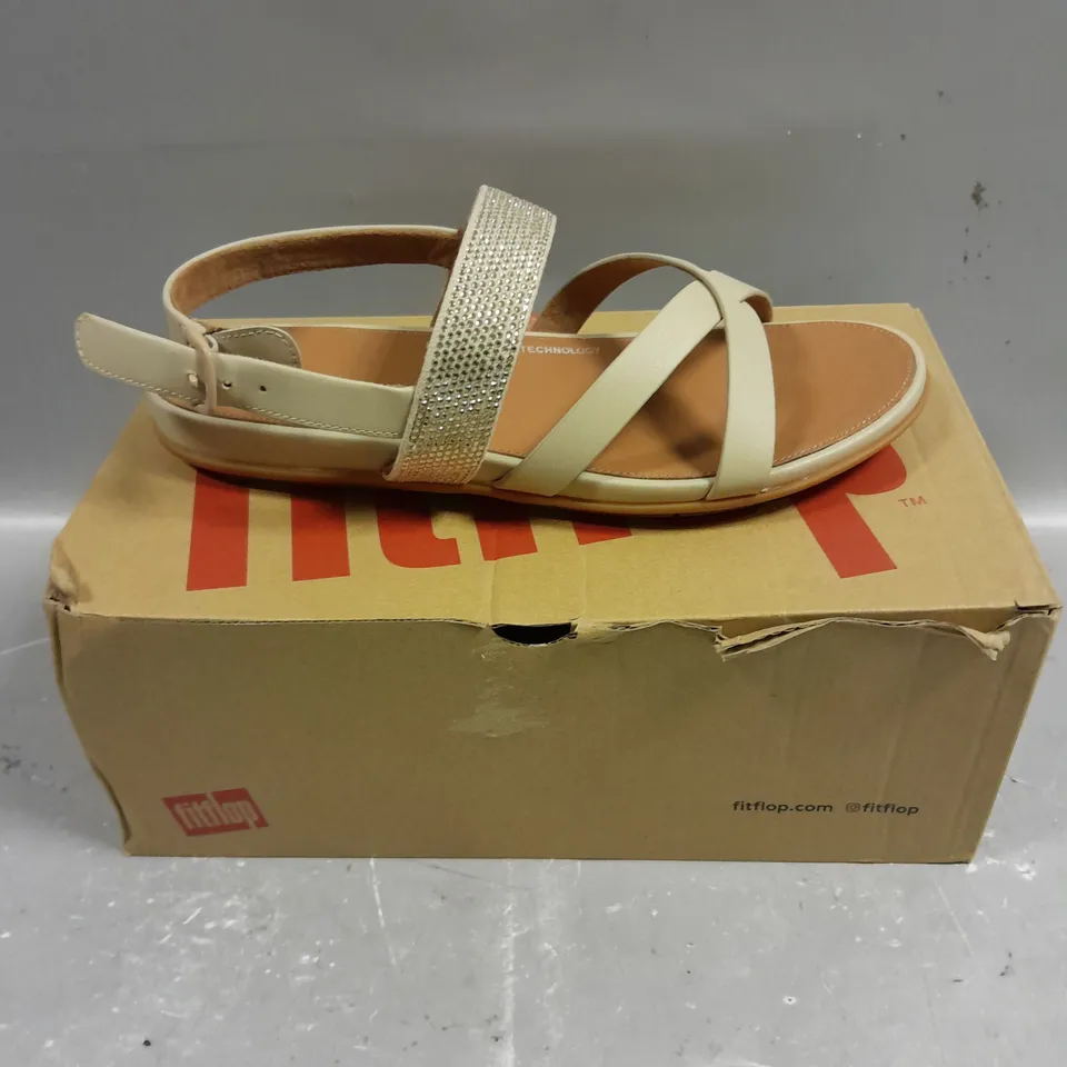 BOXED PAIR OF FITFLOP GRACIE CRYSTAL LEATHER STRAPPY SANDALS - 6