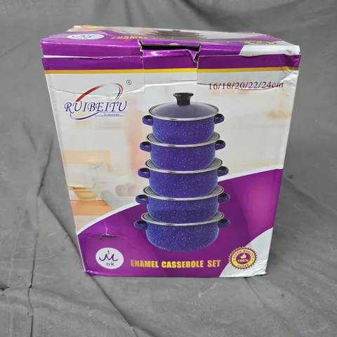 BOXED RUIBEITU ENAMEL CASSEROLE PAN SET