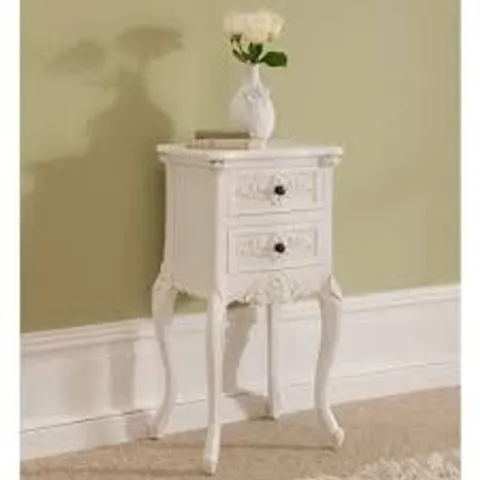 BRAND NEW BOXED SHABBY CHIC ANTIQUE STYLE BEDSIDE CABINET - WHITE