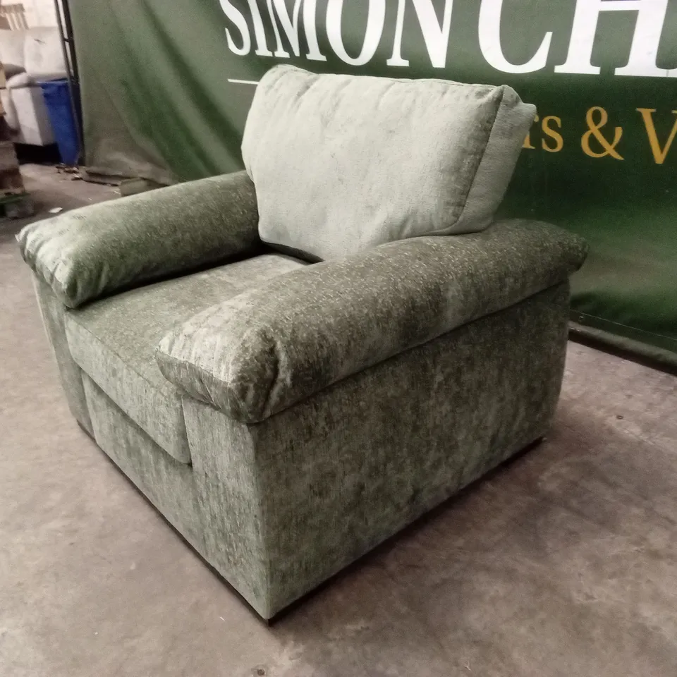SALERNO STANDARD BACK FABRIC ARMCHAIR - OLIVE GREEN RRP £449