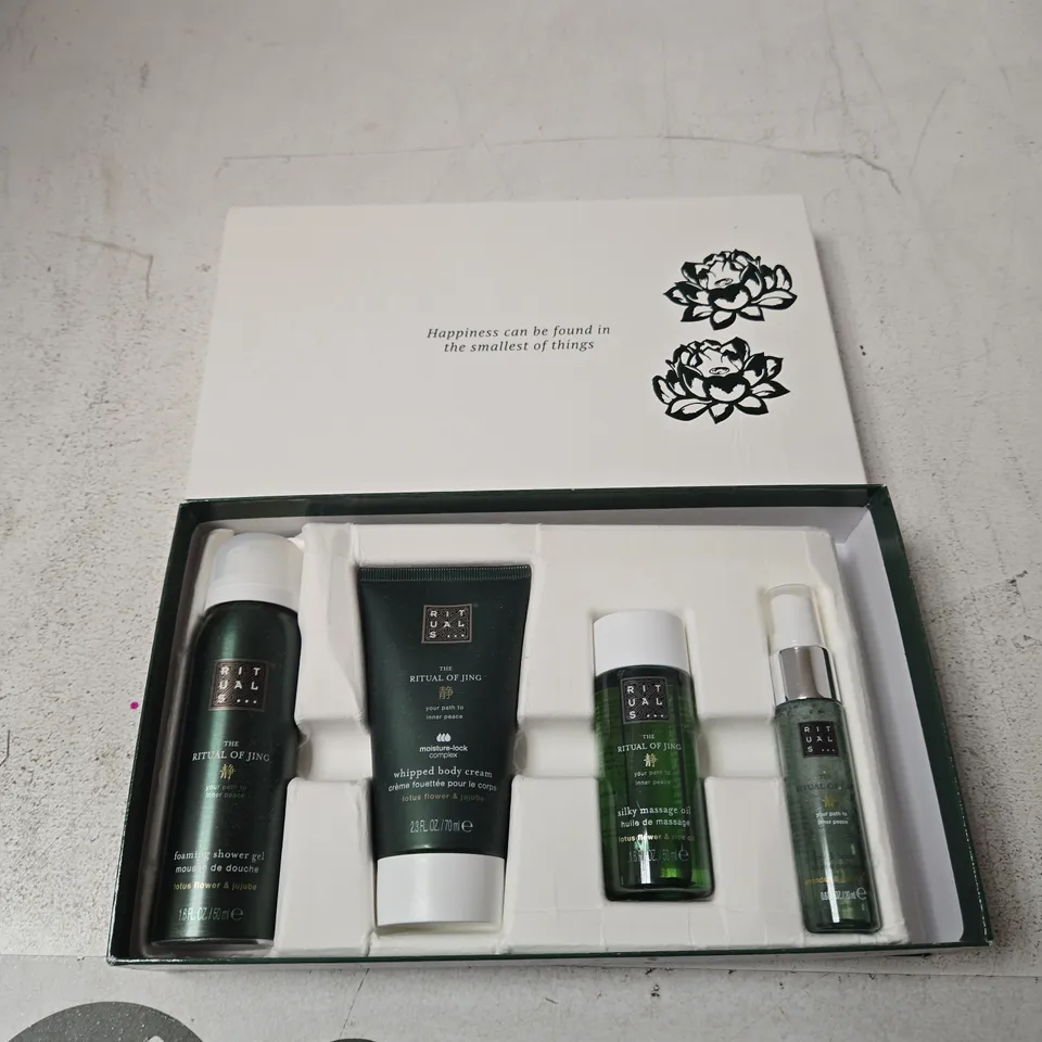 RITUALS THE RITUAL OF JING 4-PIECE GIFT SET – SHOWER GEL, WHIPPED BODY CREAM, SILKY MASSAGE OIL & BODY MIST