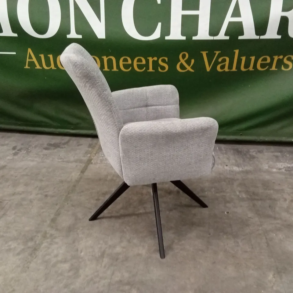DESIGNER LIGHT GREY FABRIC SWIVEL DINING CHAIR