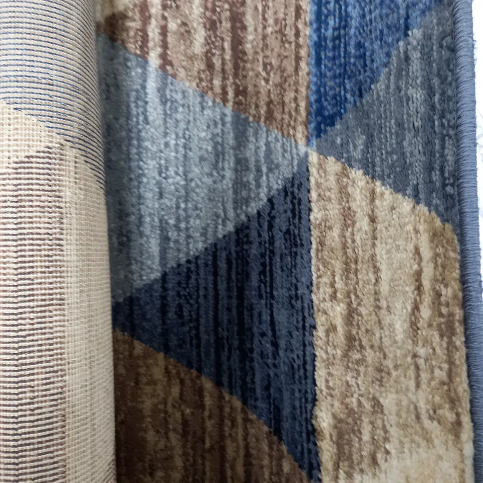 WINNER RUGS MODERN MACHINE TECHNIC BLUE GREY BROWN RUG 57 X 90CM 