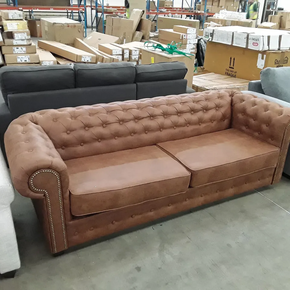 HAVERLY 3 SEATER FABRIC CHESTERFIELD FOLD- OUT SOFA BED