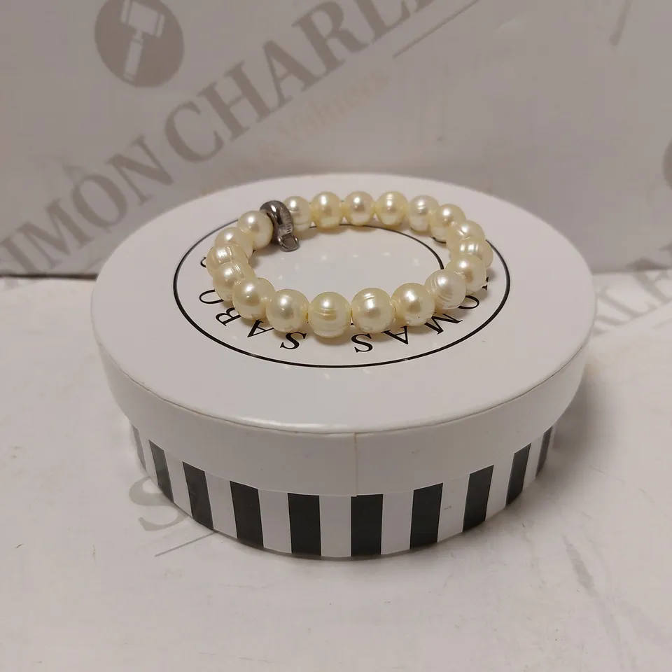 THOMAS SABO CHARM BRACELET FRESHWATER PEARL CHARM CLUB 925 STERLING SILVER X0041-082-14