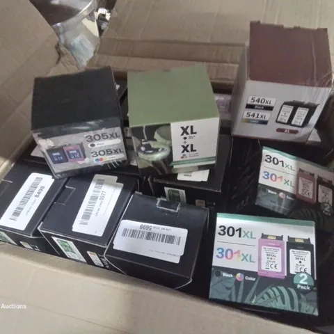 BOX CONTAINING LARGE AMOUNT OF MIXED COMPUTER INK CARTRIDGES 