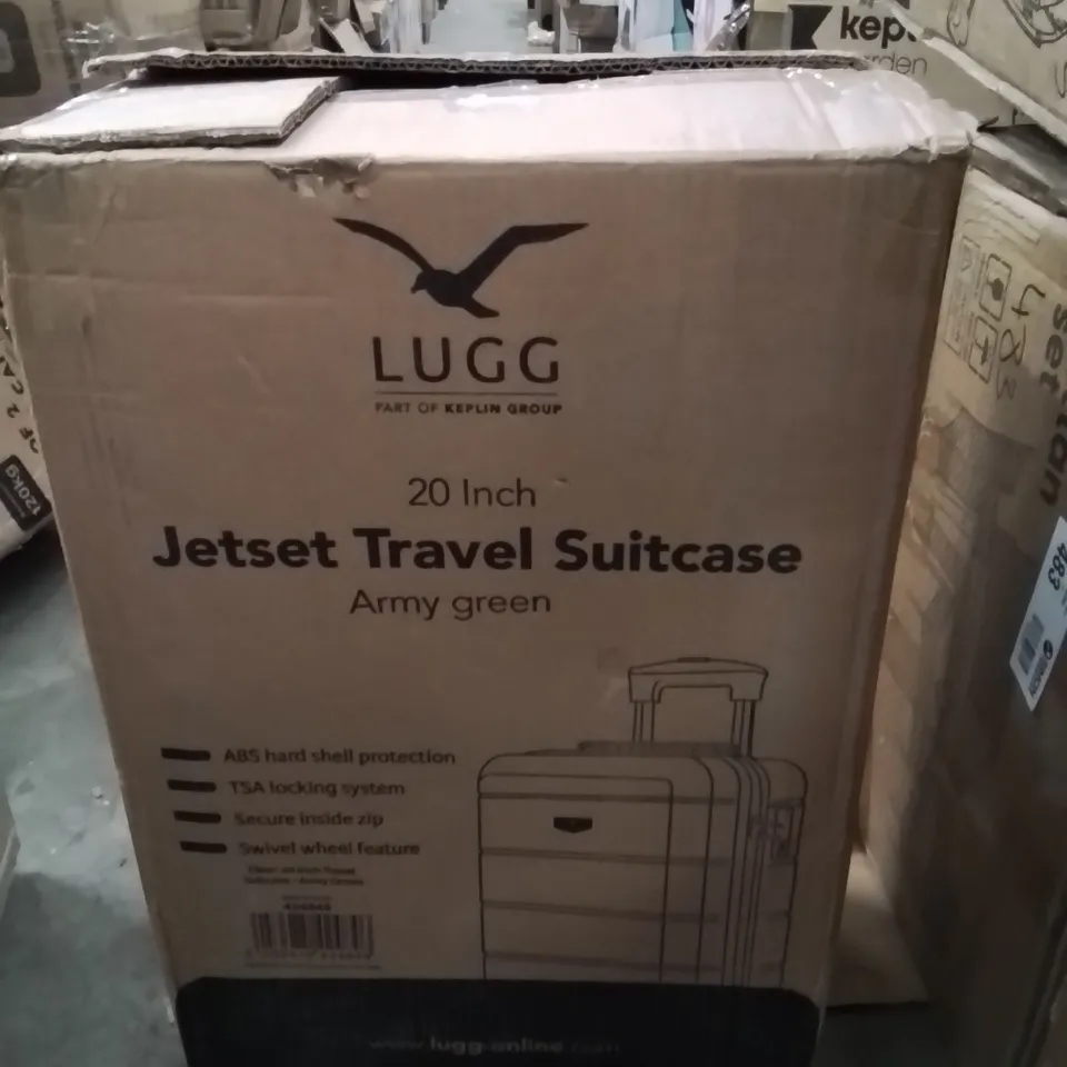 BOXED LUGG 20INCH JETSET TRAVEL SUITCASE ARMY GREEN