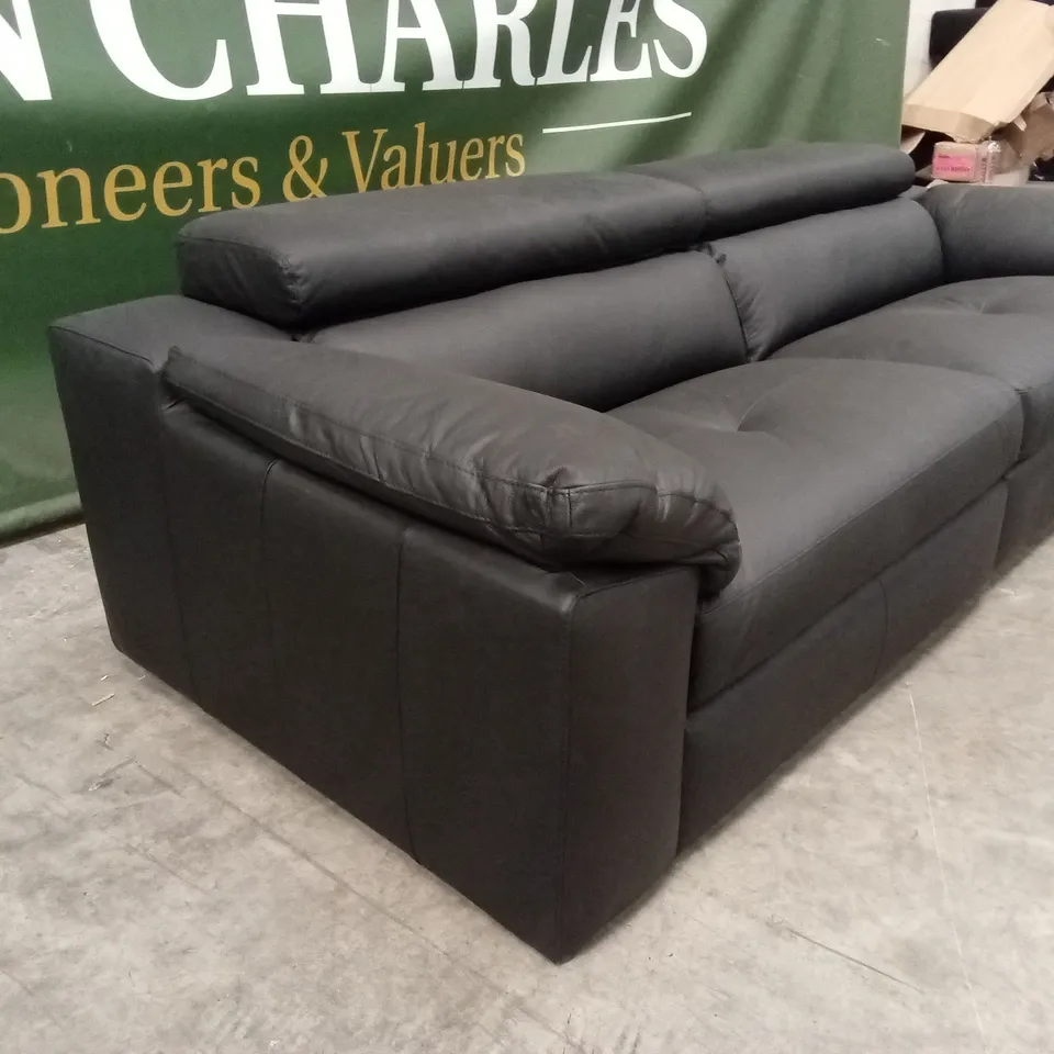 BRADY PREMIUM LEATHER 4 SEATER SOFA - BLACK RRP £1179
