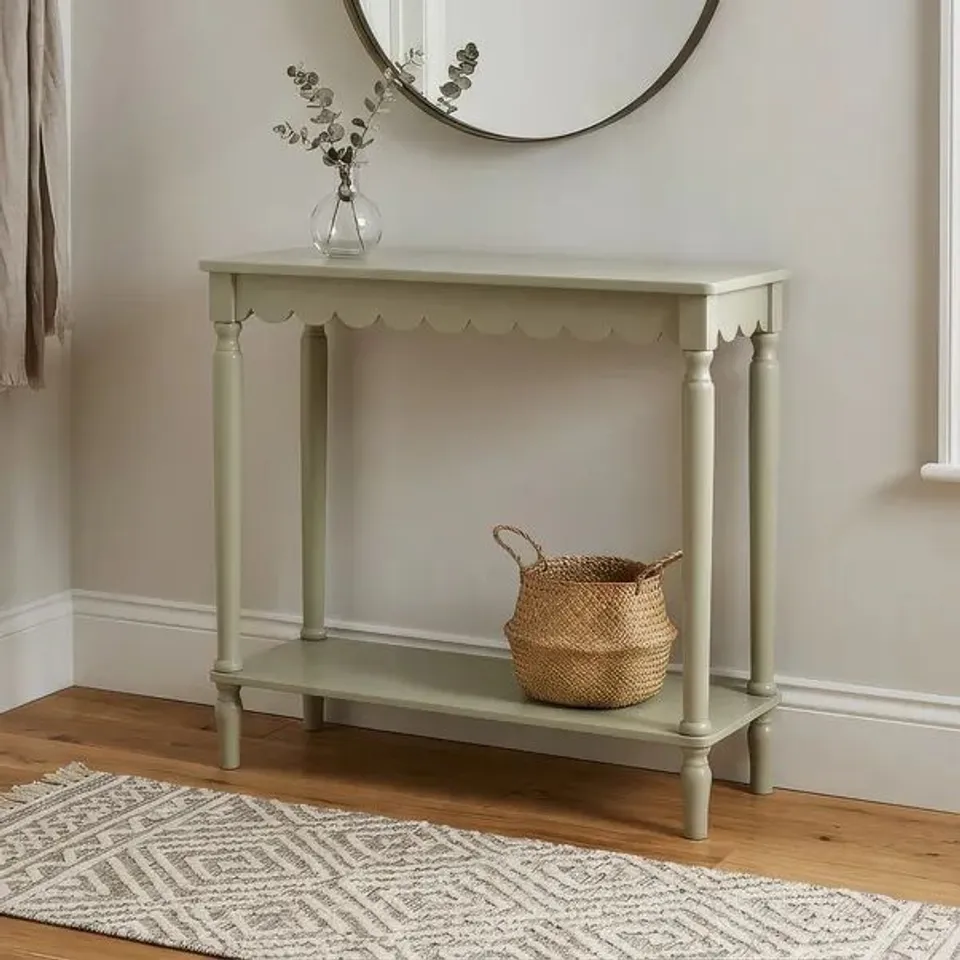 BOXED SCALLOP SMALL CONSOLE TABLE (1 BOX)