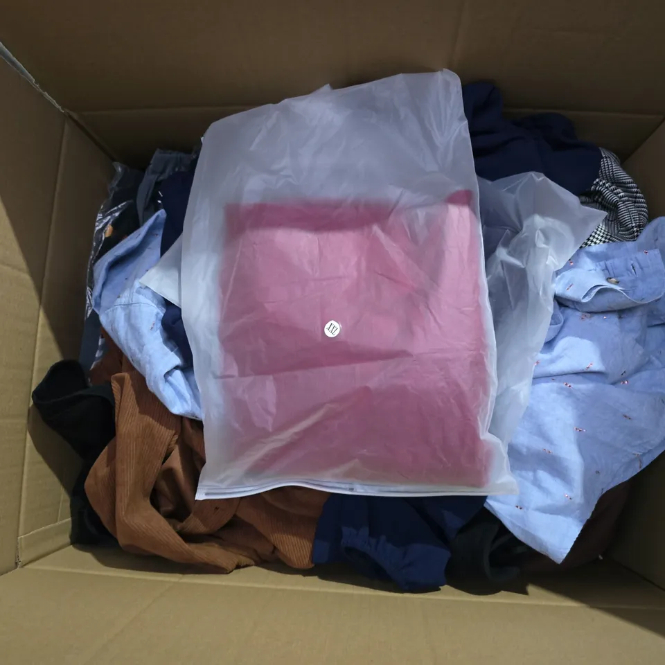 APPROXIMATELY 35 ASSORTED CLOTHING ITEMS IN VARIOUS SIZES, STYLES & COLOURS TO INCLUDE TROUSERS, DRESSES, JACKET, ETC - COLLECTION ONLY