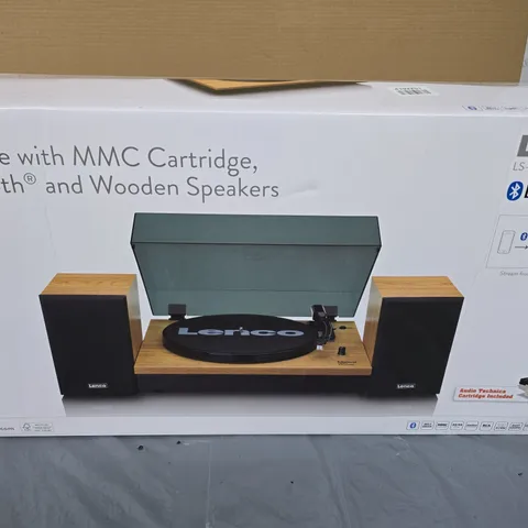 LENCO LS-300WD (V2) TURNTABLE, BLUETOOTH & WOODEN SPEAKERS – BOXED