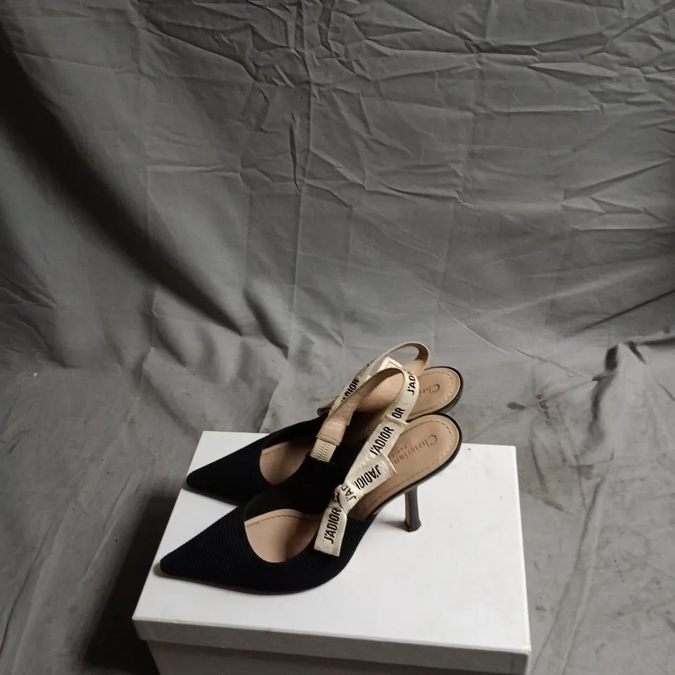 DIOR J'ADIOR SLINGBACK HEELS – BLACK FABRIC, UK 7.5