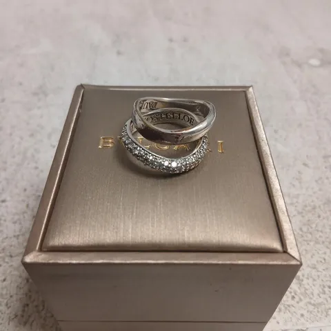 PAUL COSTELLO FOR DIAMONIQUE WAVE STACK SET OF 2 RINGS
