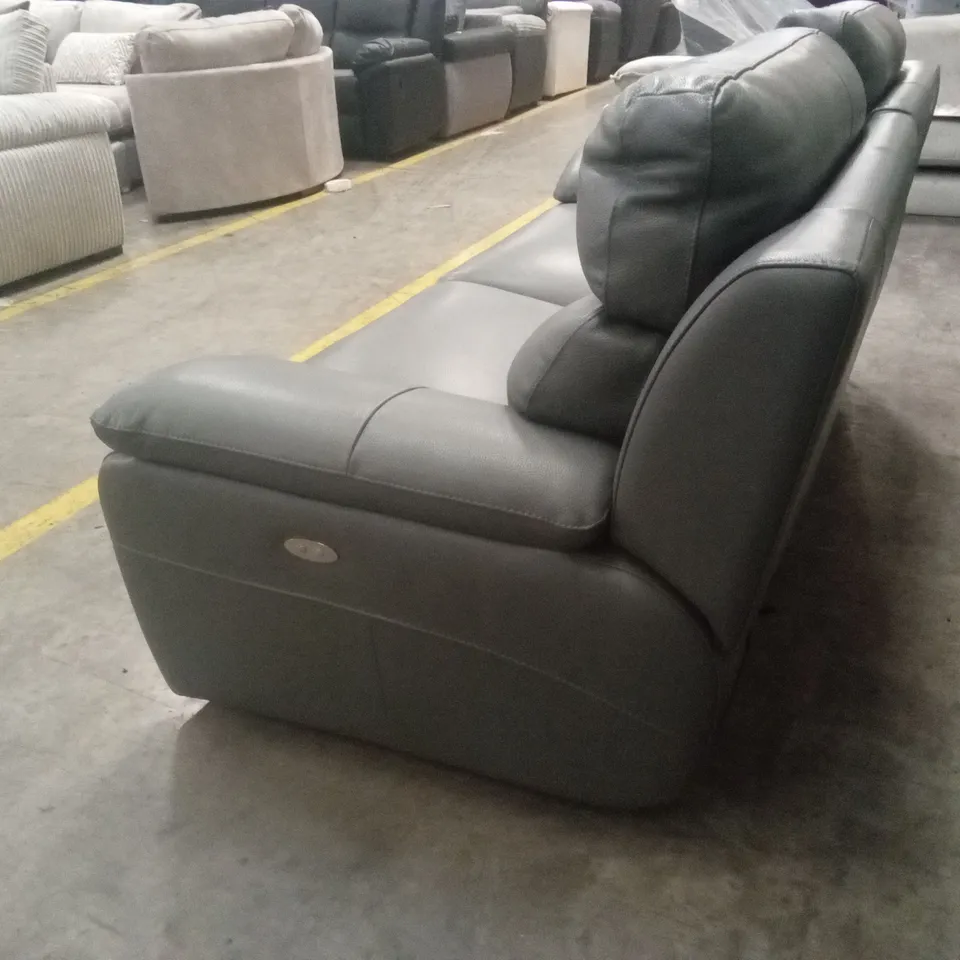 QUALITY DESIGNER ITALIAN MADE PATRIZIO 3 SEATER ELECTRIC RECLINER LEATHER SOFA - GREY