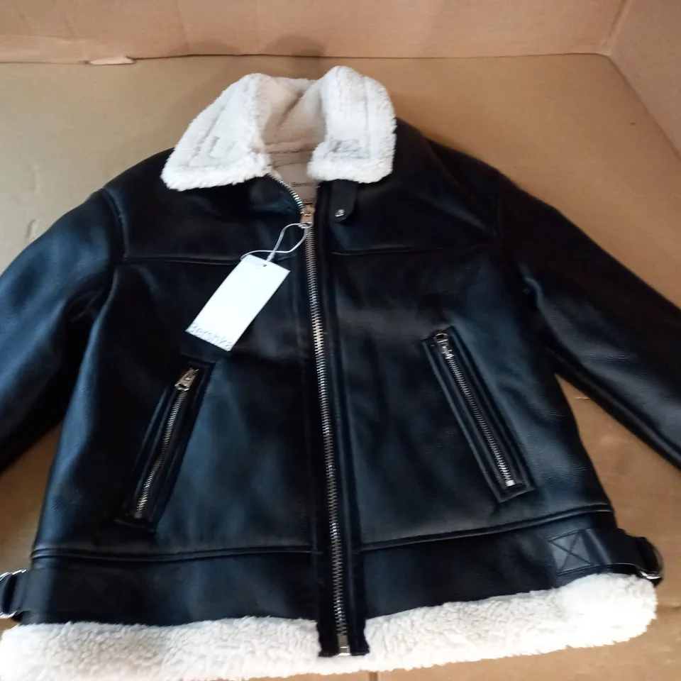 BERSHKA FAUX LEATHER JACKET - S