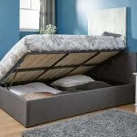 BOXED GFW SMALL DOUBLE GREY SIDE LIFT OTTOMAN BED (2 BOXES)