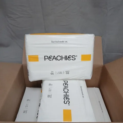 BOX OF 198 PEACHIES NAPPIES SIZE 01 4-6KG 8-14LBS