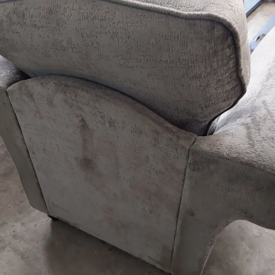 DESIGNER SCROLL ARM EASY CHAIR GREY FABRIC 