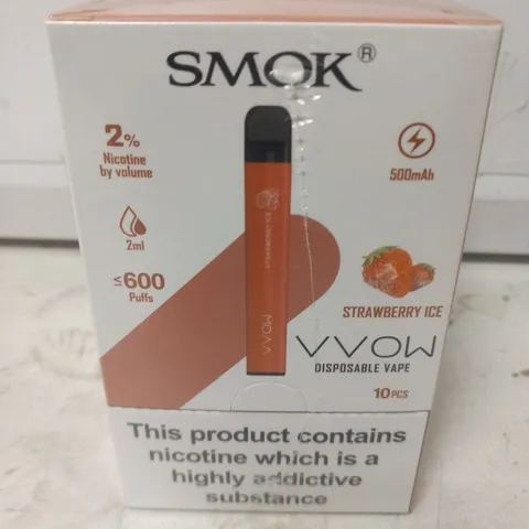 BOXED AND SEALED SMOK VVOW DISPOSABLE VAPE 10 PACK STRAWBERRY ICE