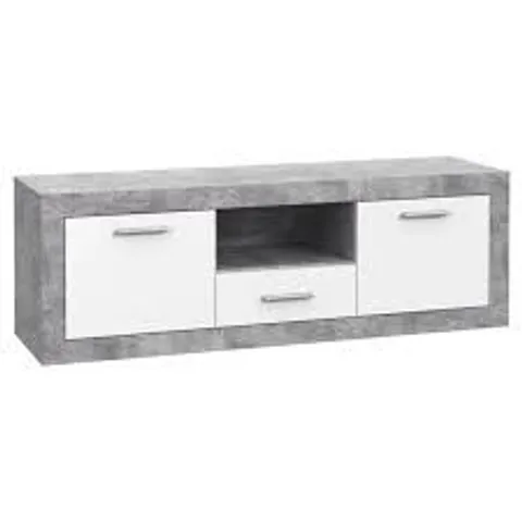 BOXED FORTE TV UNIT - CONCRETE OPTIC LIGHT GREY/WHITE (1 BOX)
