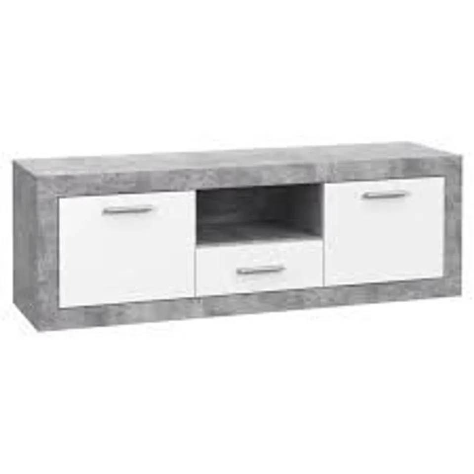 BOXED FORTE TV UNIT - CONCRETE OPTIC LIGHT GREY/WHITE (1 BOX)