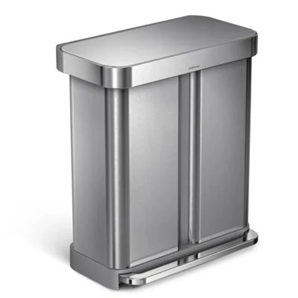 BOXED SIMPLEHUMAN 58L (34/24) DUAL COMPARTMENT PEDAL BIN WITH LINER 