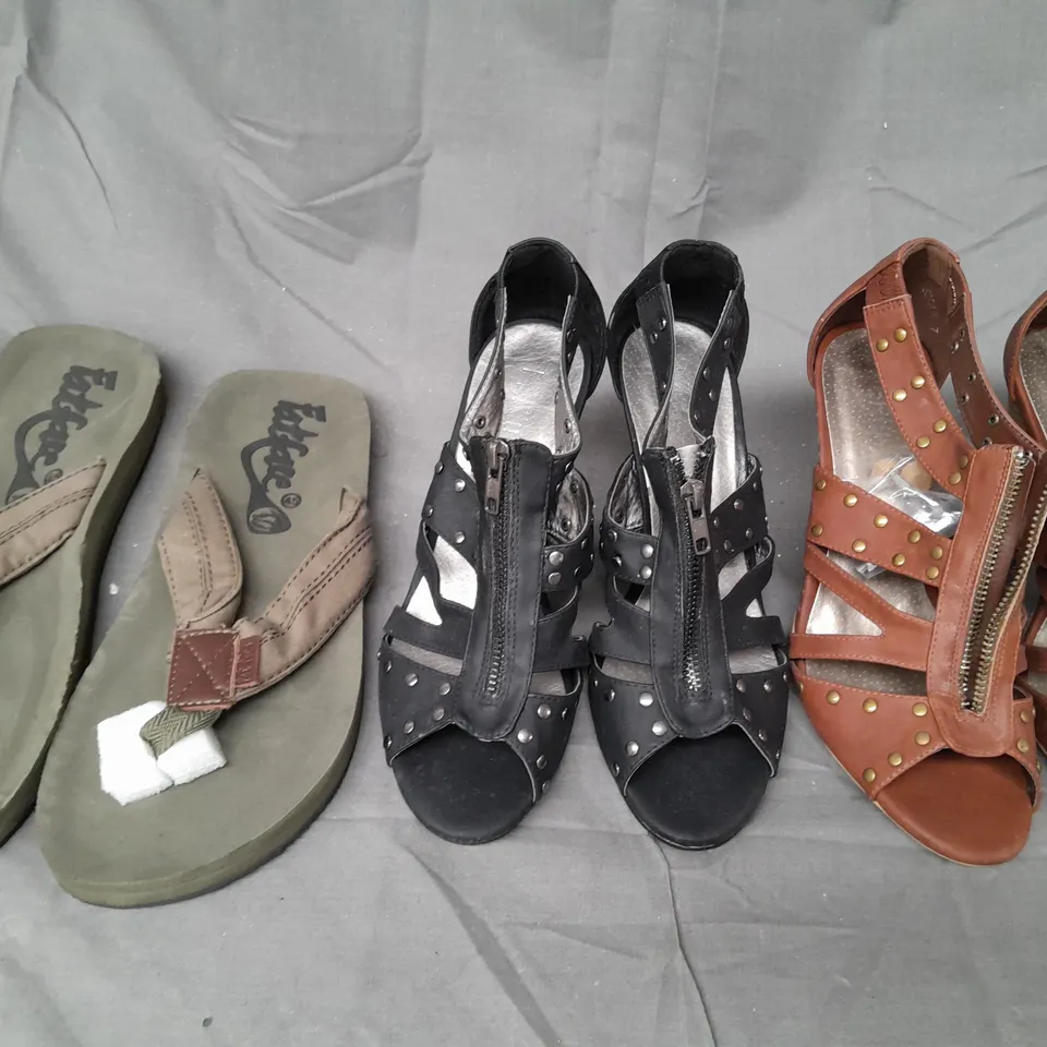 BOX OF APPROXIMATELY 10 ASSORTED PAIRS OF SHOES IN VARIOUS STYLES AND SIZES TO INCLUDE PERTU, FATFACE, ETC