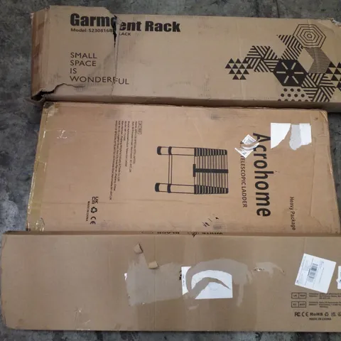 PALLET OF ASSORTED PRODUCTS INCLUDING GARMENT RACK, 4.5M TELESCOPIC LADDER, OFFICE CHAIR