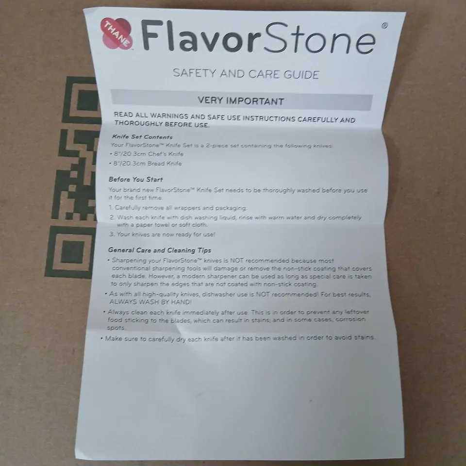 FLAVORSTONE 2-PIECE KNIFE SET – CHEF'S KNIFE & BREAD KNIFE