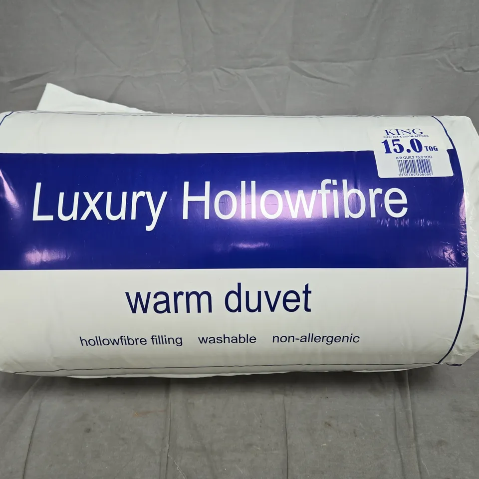 LUXURY HOLLOWFIBRE KING SIZE WARM DUVET - 15.0 TOG