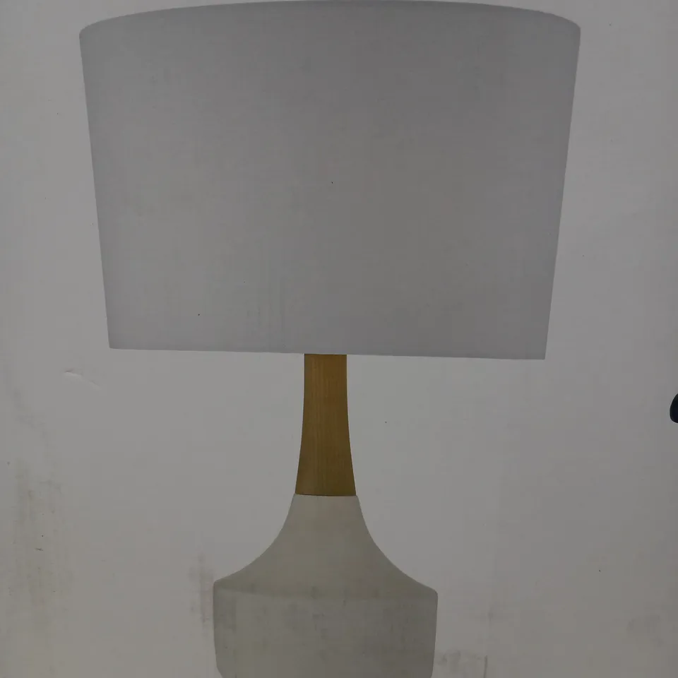 THE LIGHTING STUDIO TORONTO CONCRETE BASE WOODEN TOP WHITE TABLE LAMP