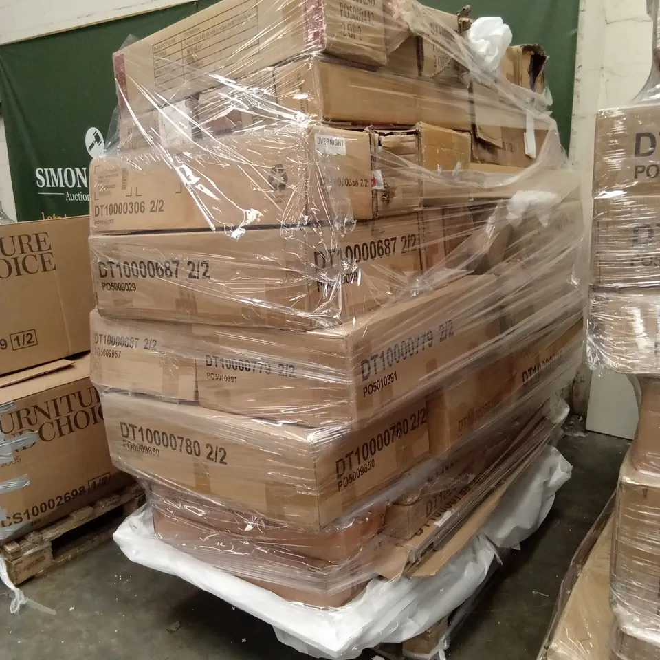 PALLET OF ASSORTED INCOMPLETE DESIGNER FURNITURE PARTS AND PIECES 