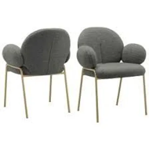 BOXED DOREL IWAMA SET OF 2 DARK GREY TEDDY FABRIC DINING CHAIR