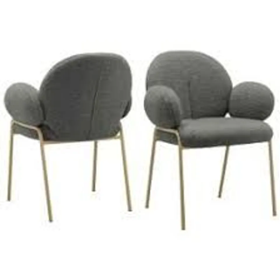 BOXED DOREL IWAMA SET OF 2 DARK GREY TEDDY FABRIC DINING CHAIR