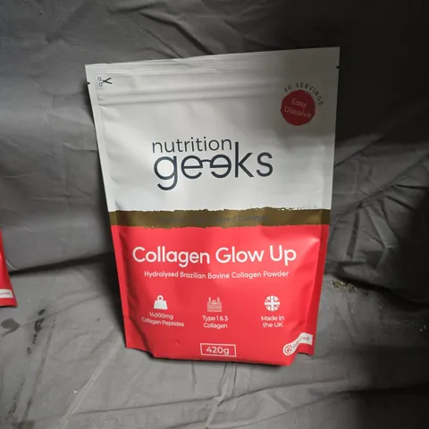 NUTRITION GEEKS COLLAGEN GLOW UP – HYDROLYSED BRAZILIAN BOVINE COLLAGEN POWDER, 420G