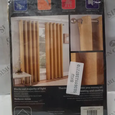BRAND NEW ENHANCED LIVING VOGUE 117×137CM READY MADE BLOCKOUT THERMAL CURTAINS - OCHRE