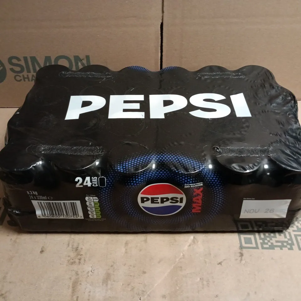 CRATE OF 24 CANS OF PEPSI MAX 330ML CANS 