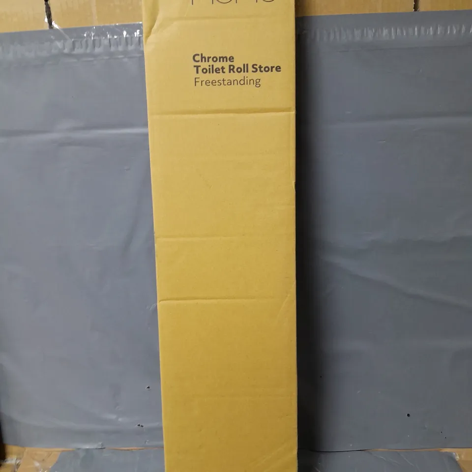BOXED HOME CHROME TOILET ROLL STORE FREESTANDING 