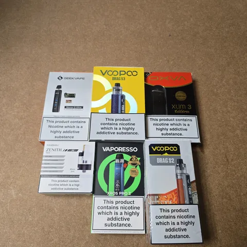 APPROXIMATELY 15 ASSORTED E-CIGARETTE PRODUCTS TO INCLUDE - GEEK VAPE, VOO POO, OXVA ETC