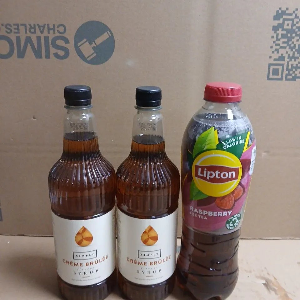 APPROXIMATELY 2 ASSORTED FOOD AND DRINK ITEMS TO INCLUDE LIPTONS ICED TEA AND CREME BRULEE SYRUP 