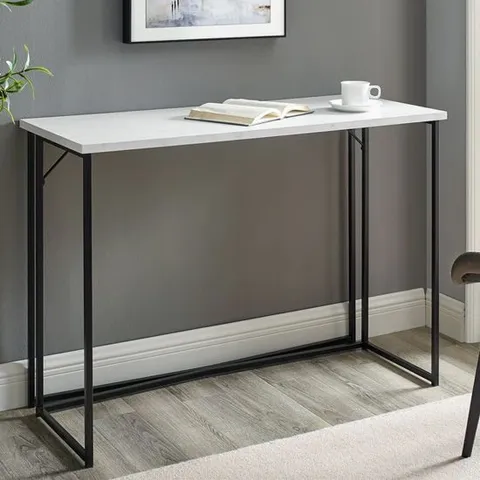 BRAND NEW BOXED WALKER EDISON MONROE WOODEN LAPTOP DESK IN WHITE MARBLE-EFFECT WITH Y-LEGS (1 BOX)
