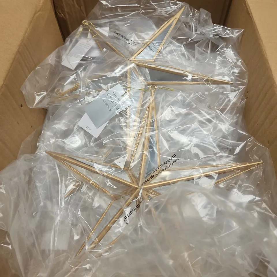 8 X GISELA GRAHAM GOLD MIRROR STAR ORNAMENTS